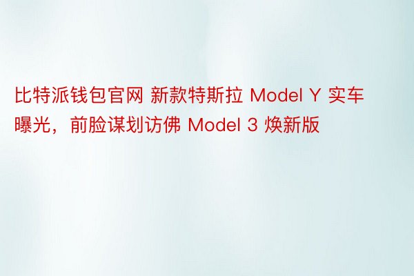 比特派钱包官网 新款特斯拉 Model Y 实车曝光，前脸谋划访佛 Model 3 焕新版