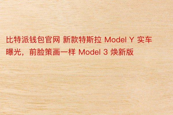 比特派钱包官网 新款特斯拉 Model Y 实车曝光，前脸策画一样 Model 3 焕新版