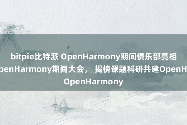 bitpie比特派 OpenHarmony期间俱乐部亮相第二届OpenHarmony期间大会， 揭榜课题科研共建OpenHarmony