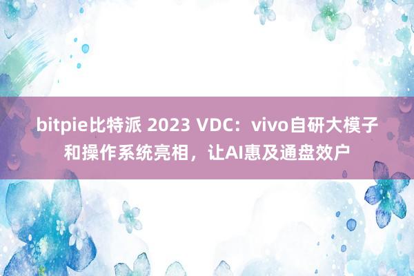 bitpie比特派 2023 VDC：vivo自研大模子和操作系统亮相，让AI惠及通盘效户